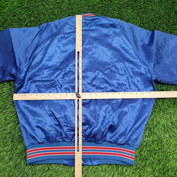 Vintage 80s New York Giants Varsity Bomber Jacket L/XL Chalk-Line Retro NFL Crop - Picture 6 of 15